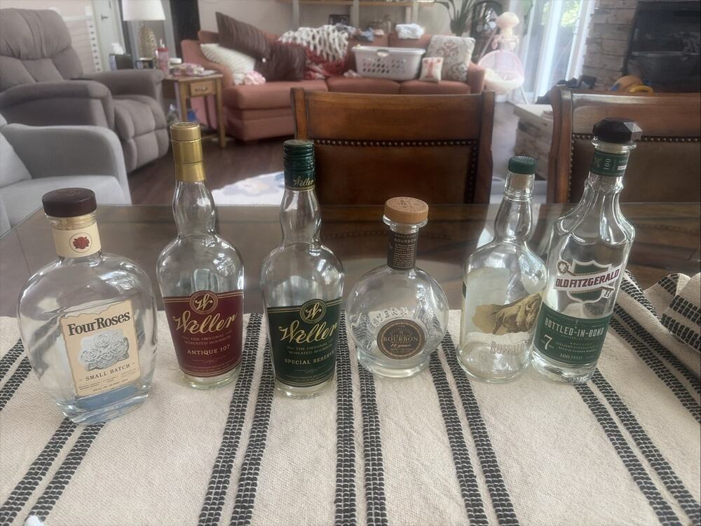 Weller Special, Antique 107, And Buffalo Fitzgerald Roses Unrinsed Empty Bottle